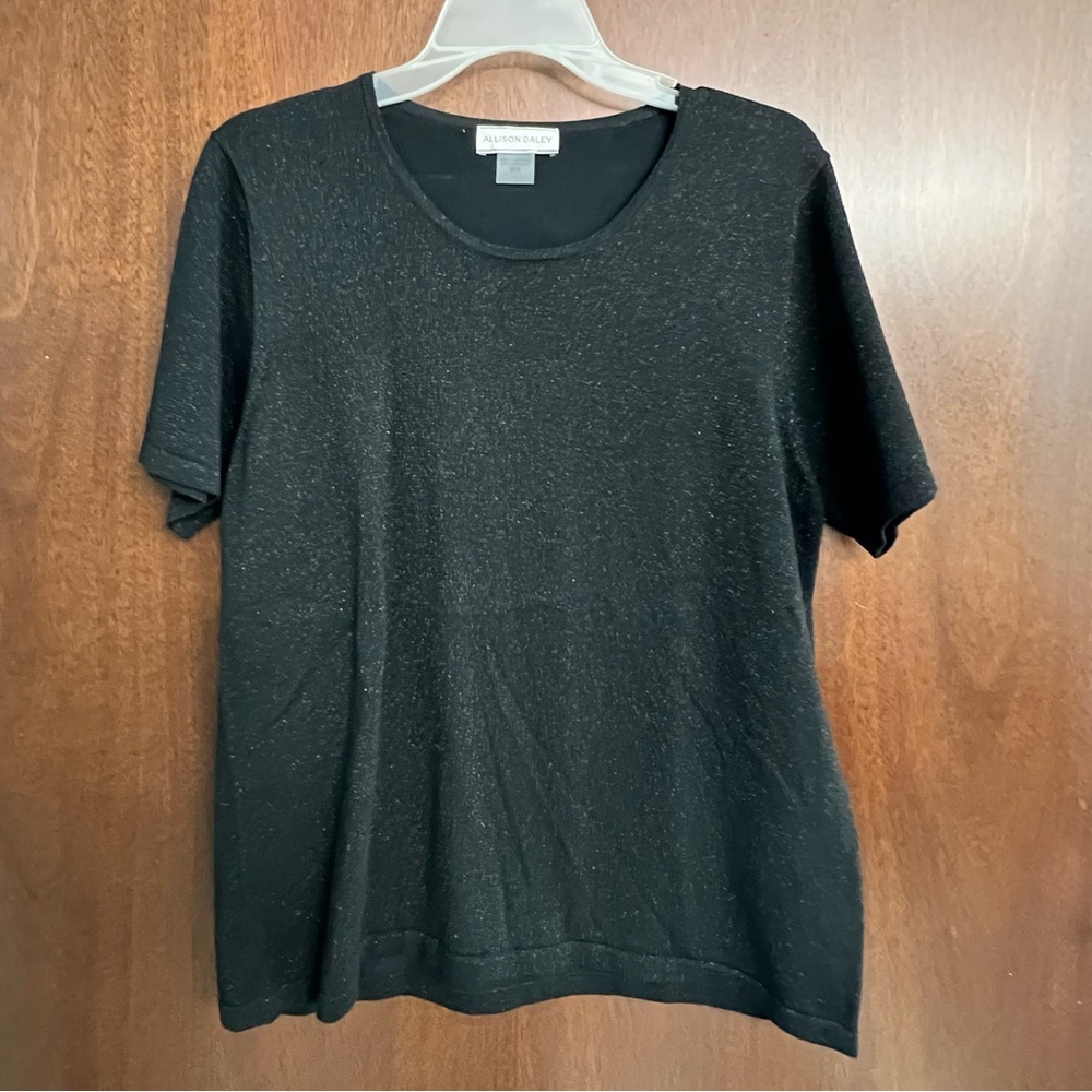 Allison Daley Black Short Sleeve Lightweight Sweater Blouse Top‎ Size Medium